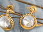 Swarovski Crystal Element Gold Colored Circle Gems Swan Bird Stud Earrings