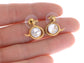 Swarovski Crystal Element Gold Colored Circle Gems Swan Bird Stud Earrings