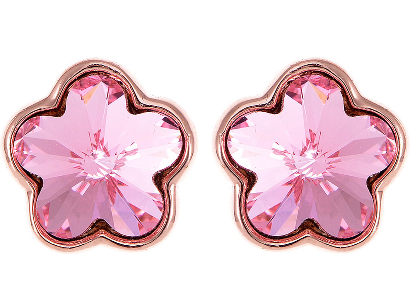 Swarovski Crystal Rose Pink Cherry Blossom Flower Stud Earrings