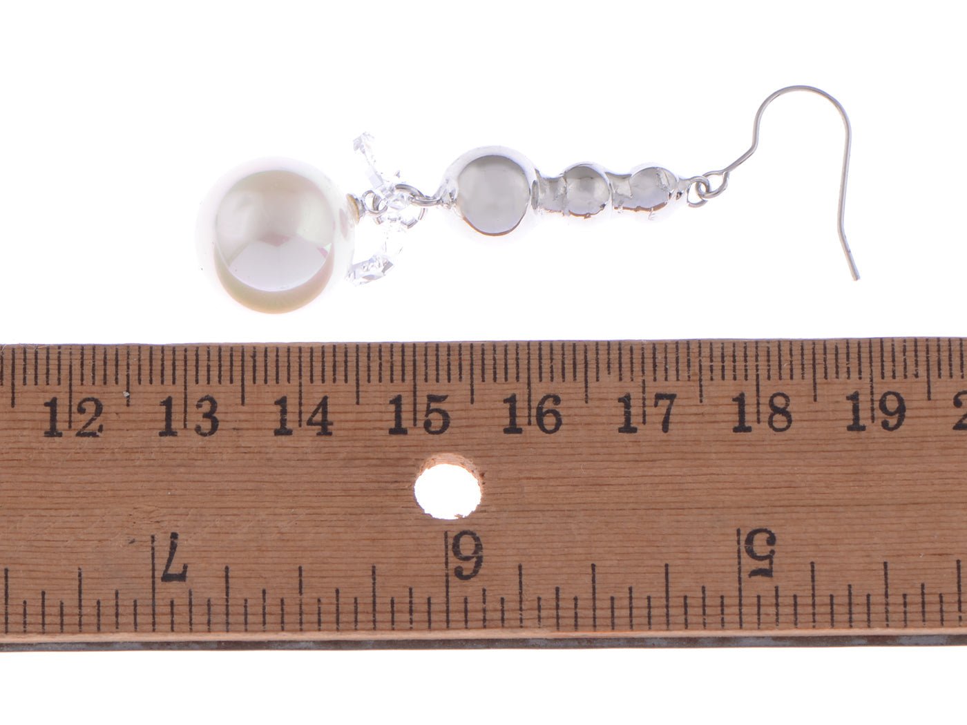 Swarovski Crystal Element Silver Pearl Colored Fish Hook Dangle Earrings