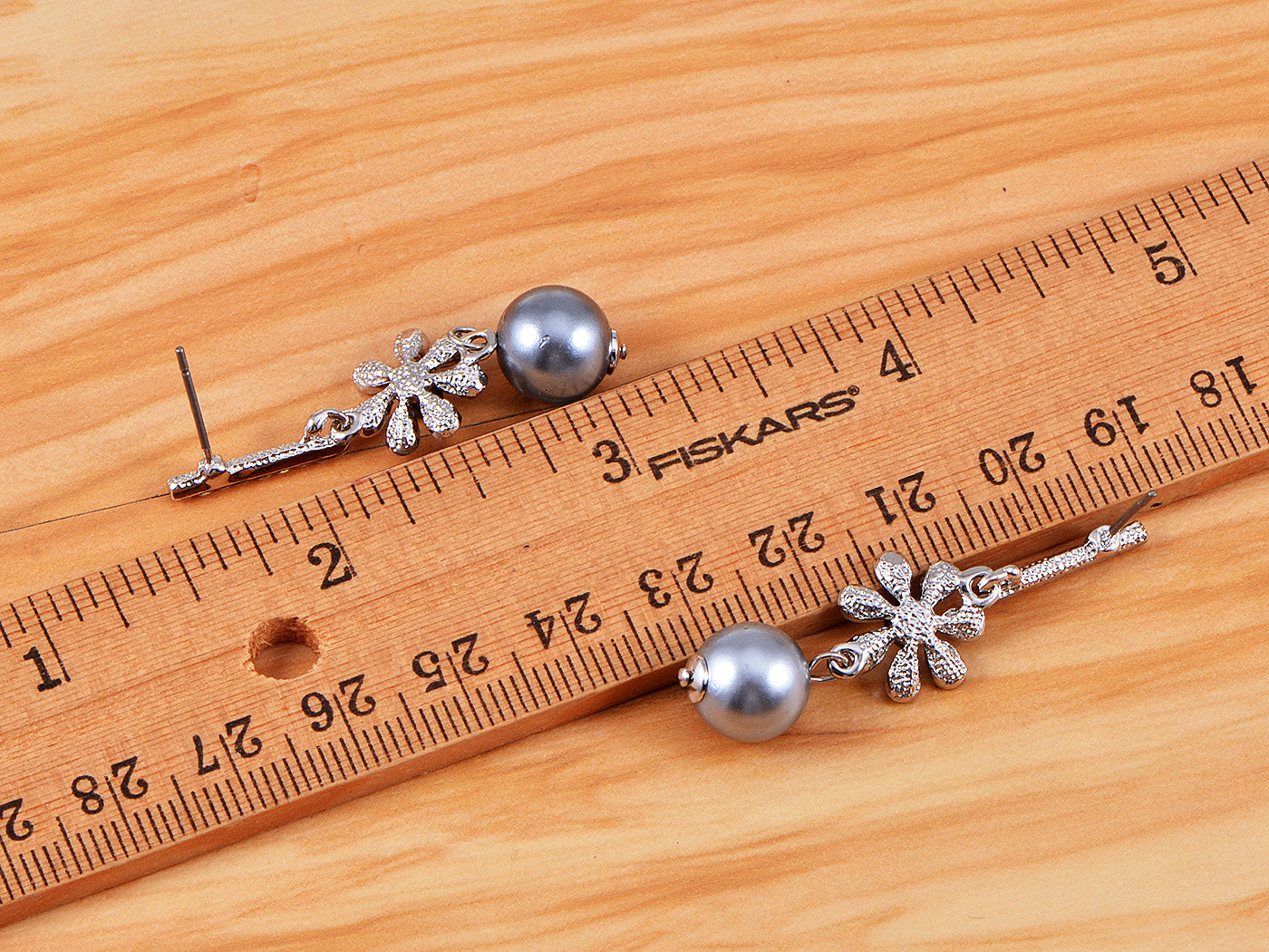 Swarovski Crystal Element Silver Pearl Colored Fish Hook Dangle Earrings