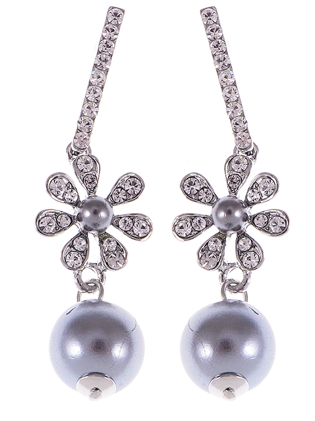 Swarovski Crystal Element Silver Pearl Colored Fish Hook Dangle Earrings