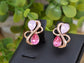 Swarovski Crystal Element Rose Gold Pink Teardrop Abstract Infinity Symbol Sign Stud Earrings