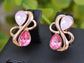 Swarovski Crystal Element Rose Gold Pink Teardrop Abstract Infinity Symbol Sign Stud Earrings