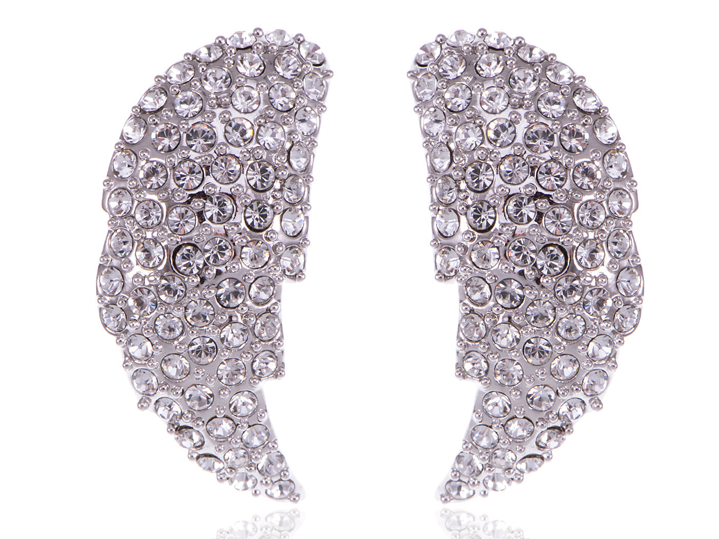 Swarovski Crystal Element Silver Colored Angel Wings Stud Earrings