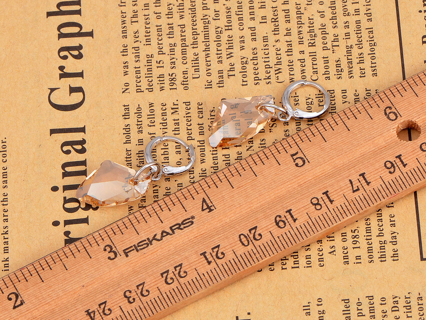 Swarovski Crystal Element Silver Light Topaz Colored Gem Dangle Earrings