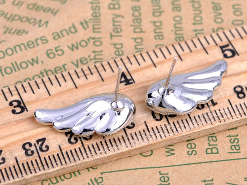 Swarovski Crystal Element Silver Colored Angel Wings Stud Earrings