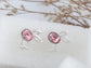 Swarovski Crystal Element Silver Pink Flower Leaf Swirl Stud Earrings