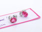 Swarovski Crystal Element Silver Pink Flower Leaf Swirl Stud Earrings