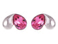 Swarovski Crystal Element Silver Pink Flower Leaf Swirl Stud Earrings