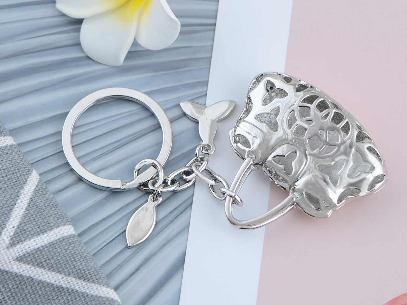 Enamel Sky Blue Ladies Designer Handbag Keychain