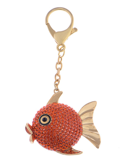 Swarovski Crystal Fire Opal Angel Piranha Fish Keychain