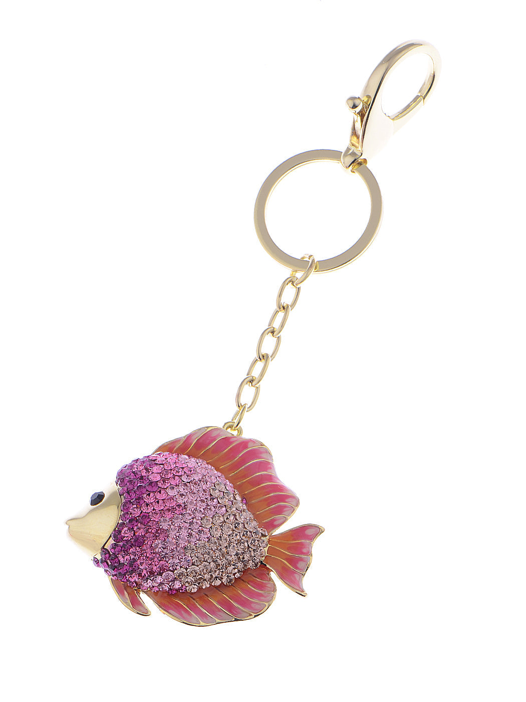 Swarovski Crystal Fire Opal Angel Piranha Fish Keychain