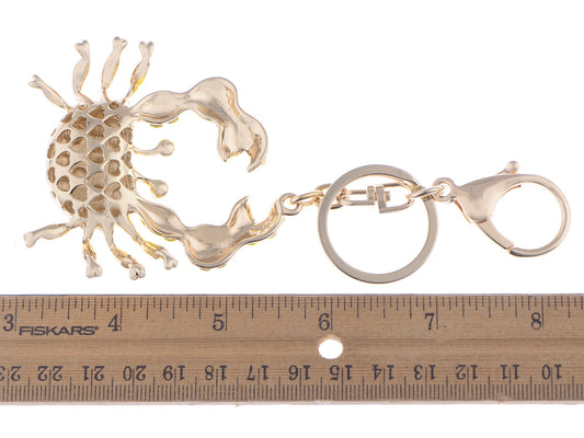 Swarovski Crystal Golden Tone Crab Shaped Pendant Keychain