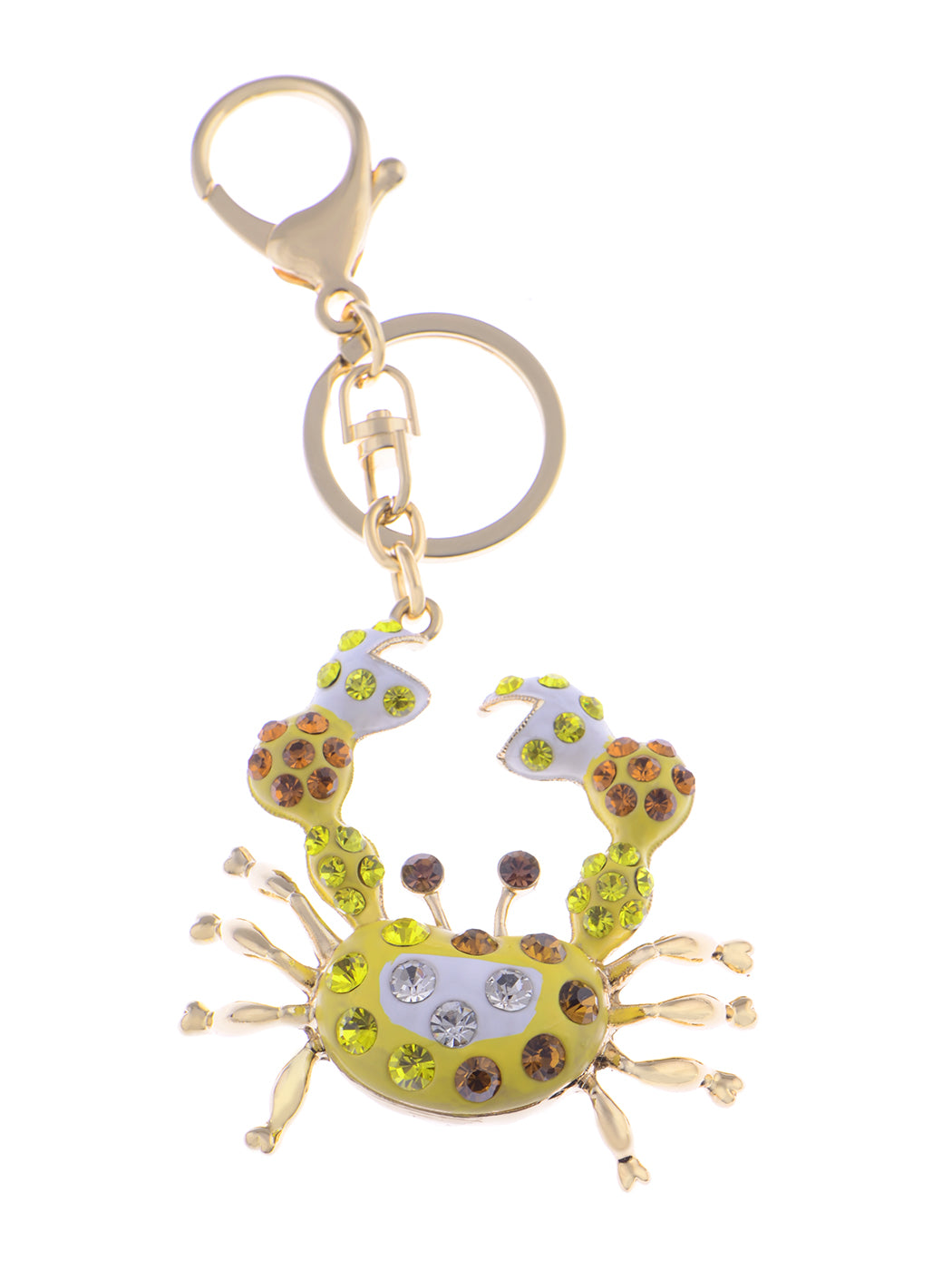 Swarovski Crystal Golden Tone Crab Shaped Pendant Keychain