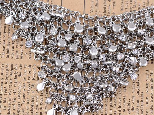 Rock Cascading Triangle Chain Link Trendy Necklace Bib