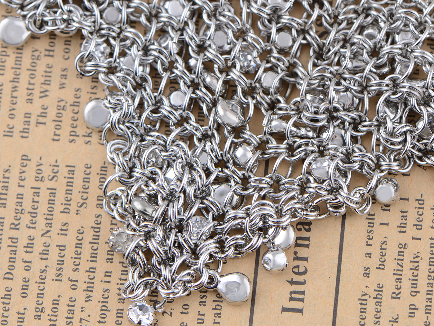 Rock Cascading Triangle Chain Link Trendy Necklace Bib