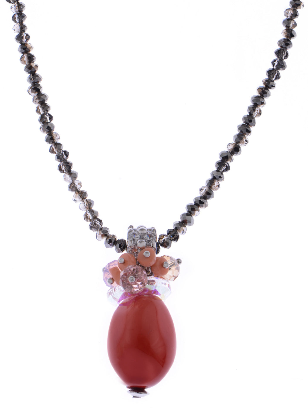 Swarovski Crystal Blood Orange Pouch Amulet Pendant Necklace