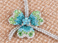 Swarovski Crystal Lucky Blue Green Irish Clover Earring Necklace Set