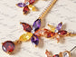 Swarovski Crystal Autumn Carnival Dangle Star Flower Earring Necklace Jewel Set