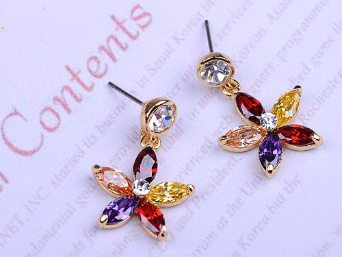 Swarovski Crystal Autumn Carnival Dangle Star Flower Earring Necklace Jewel Set