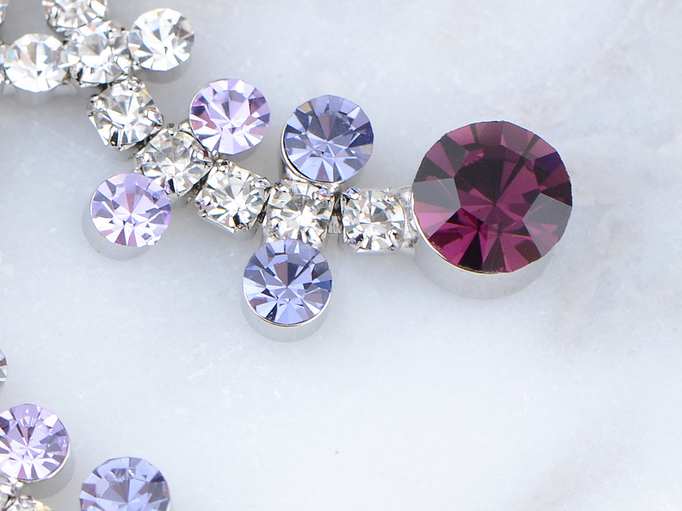 Swarovski Crystal Deate Blue Amethyst Butterfly Dangle Necklace Earring Set (Purple 1)