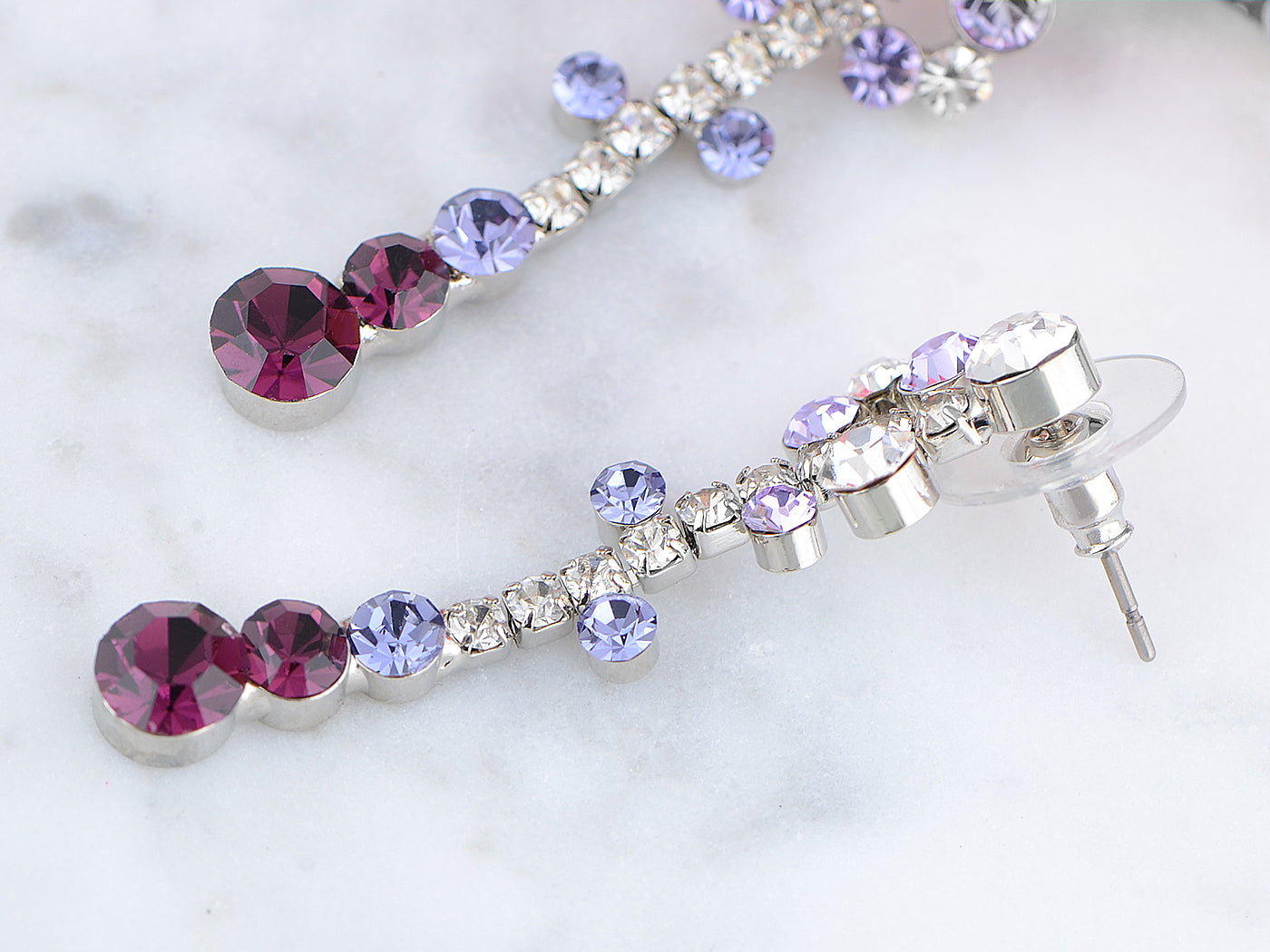 Swarovski Crystal Deate Blue Amethyst Butterfly Dangle Necklace Earring Set (Purple 1)