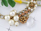 Brown Ribbon Tear Drop Pearl Flower Bead Eclectic Trend Necklace