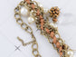 Brown Ribbon Tear Drop Pearl Flower Bead Eclectic Trend Necklace