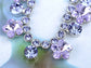 Swarovski Crystal Purple Hibiscus Flower Drop Earring Necklace Statement Jewelry Set