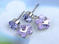 Swarovski Crystal Purple Hibiscus Flower Drop Earring Necklace Statement Jewelry Set