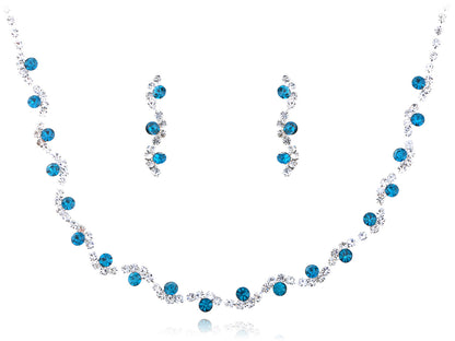 Swarovski Crystal Aqua Indicolite Blueberry Vineyard Earring Necklace Set