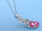 Swarovski Crystal Curious Animal Bunny Rabbit With Rose Or Topaz Easter Egg Pendant Necklace