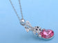 Swarovski Crystal Curious Animal Bunny Rabbit With Rose Or Topaz Easter Egg Pendant Necklace