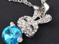 Swarovski Crystal Curious Animal Bunny Rabbit With Rose Or Topaz Easter Egg Pendant Necklace