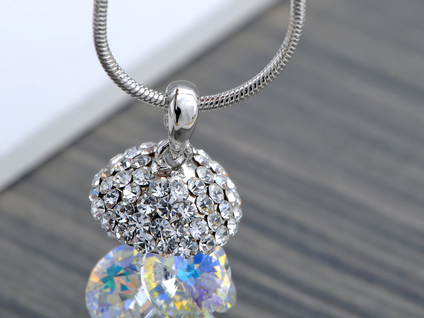 Swarovski Crystal Iridescent Gemss Dangle Pendant Necklace