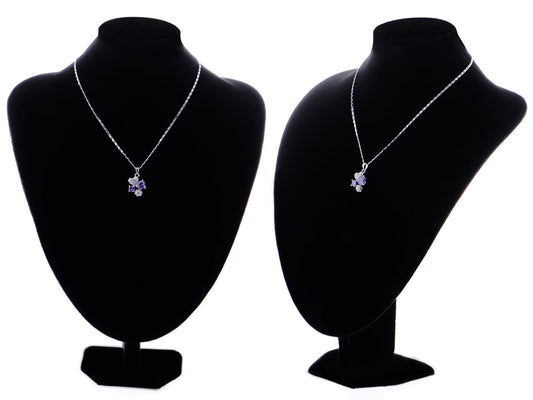 Swarovski Crystal Light Tanzanite Cubed Double Hearts Studded Element Necklace