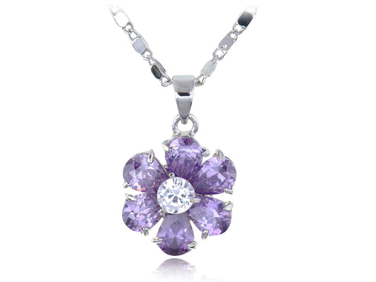 Swarovski Crystal Tanzanite Light Purple Rounded Petal Thorn Element Necklace