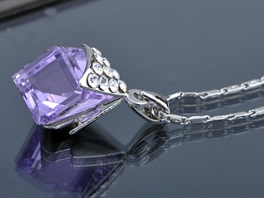 Tanzanite Studded Triangle Leaf Bearing Cube Element Necklace