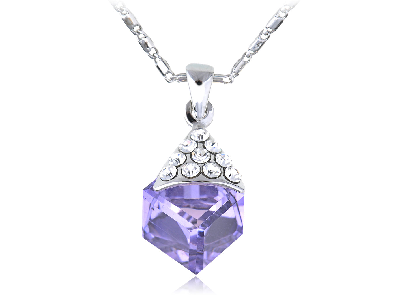 Tanzanite Studded Triangle Leaf Bearing Cube Element Necklace