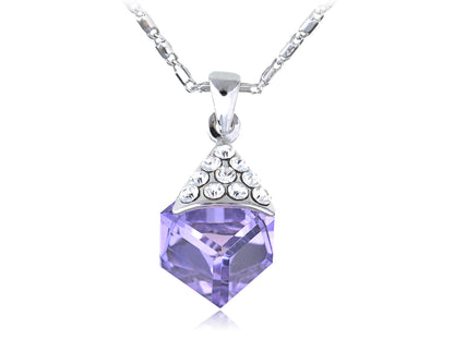 Tanzanite Studded Triangle Leaf Bearing Cube Element Necklace