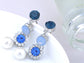 Swarovski Crystal Blue Alternating Pearl Daisy Element Earring Necklace Set