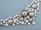 Swarovski Crystal Antique Bridal Grey Pearl Element Earring Choker Necklace Set