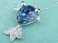 Swarovski Crystal Dark Sapphire Bulging Eyes Fish Element Necklace