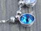 Swarovski Crystal Silver Sapphire Aquamarine Round Bubble Necklace