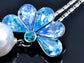 Swarovski Crystal Faux Pearl Light Blue Feather Peacock Pendant Necklace