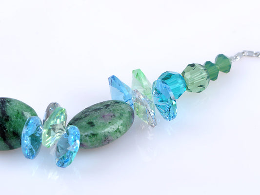 Green Blue Zircon Peridot Watermelon Beaded D Choker Necklace