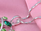 Emerald Colored Gemss Christmas Leaf Wreath Pendant Necklace