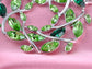 Emerald Colored Gemss Christmas Leaf Wreath Pendant Necklace