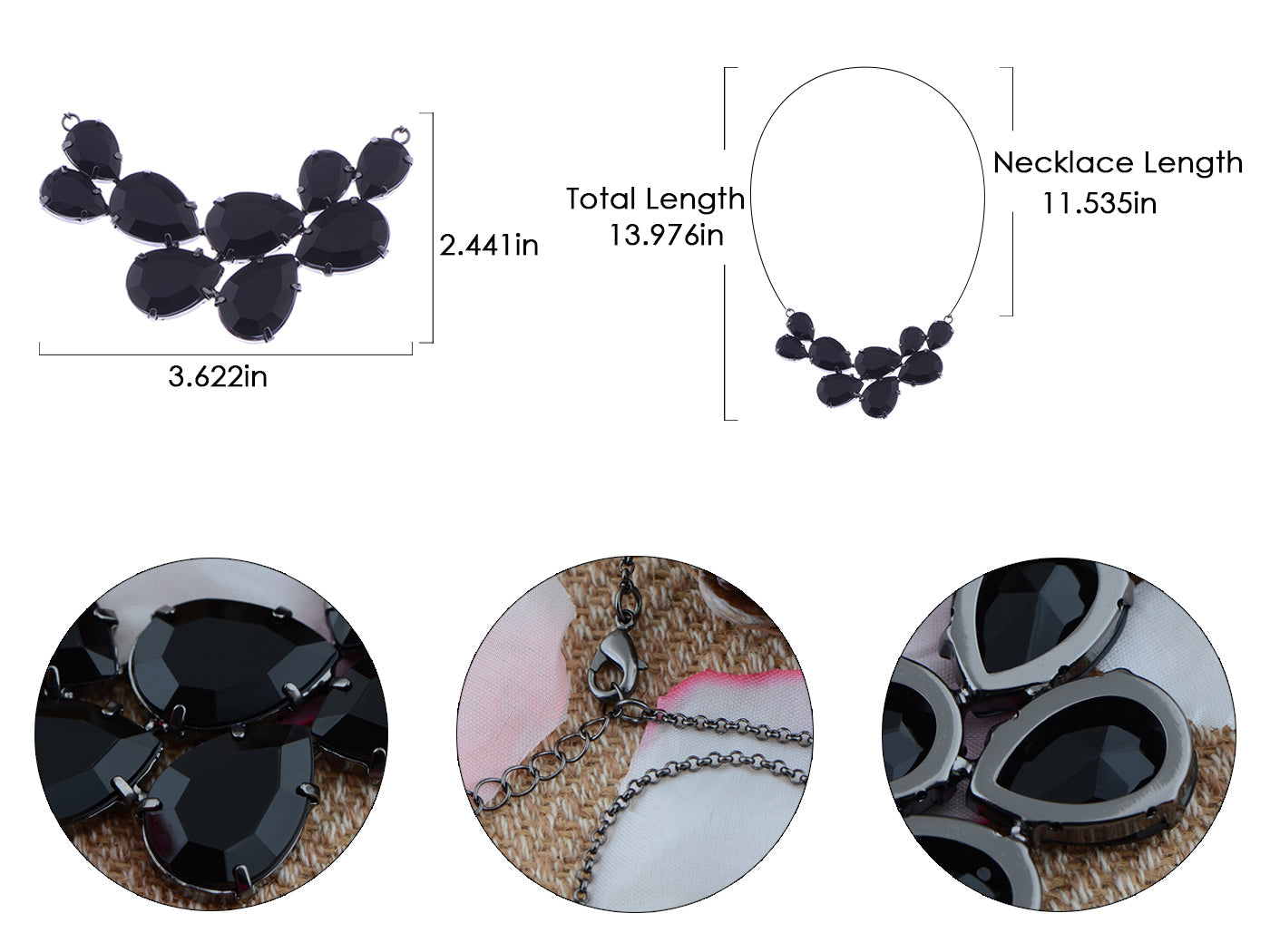 Rose Gold Champagne Teardrop Cluster Statement Bib Pendant Necklace